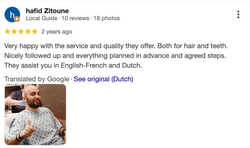 Hestanbul Hair transplant in Turkey Google review 5